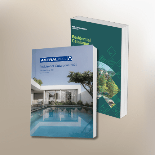 Two catalogues with different artwork and content, and logo printed, in a plain dirty white gradient.