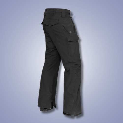 Plain background with black cargo pants.